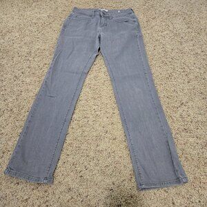 Women's Lee Perfect Fit Just Below the Waist Gray Denim Pants, Size 8 Medium